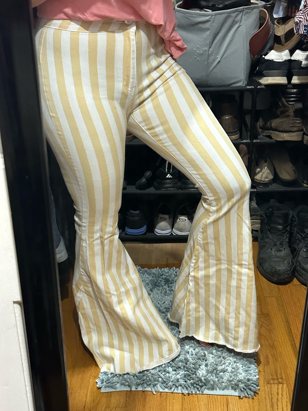 Striped Yellow & White Flared Jeans